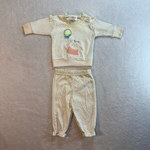 Vintage Health-tex Baby Girl 3 Months Polka Dot Cat Sweatshirt Pants Set USA